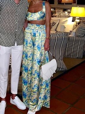 Asos Luxe 2 Piece Tie Back Tank and Pant Silk Set